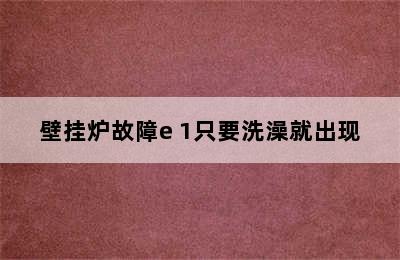 壁挂炉故障e 1只要洗澡就出现